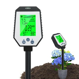 RYAKKA Soil Meter, 6 in 1 Digital PH Soil Tester pH Moisture EC/Light Humidity Soil Test Kit for Garden, Greenhouse, Farm
