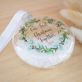 First Christmas Together 2024 Bauble. Glass Round Hanging Decoration. Couple, Boyfriend, Girlfriend, Partner Xmas Tree Couple Family Keepsake