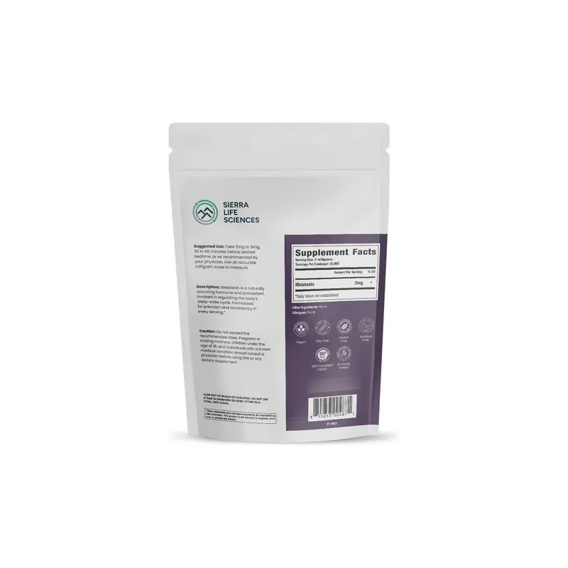 Sierra Life Sciences Melatonina Polvo Puro Natural 2-5mg