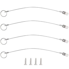 4 Pcs Full 316 Stainless Steel Lanyard Cable w' Drop Cam & Quick Release Ring Prevents Loss, Plastic Coating Tether Length 12", Free Installation Screws