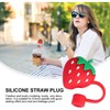 2Pcs Red Straw Cover Cap Reusable Silicone Straw Toppers, Anti-Dust