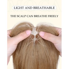 Hair Toppers for Women Real Human Hair, Bangs Hair Clip 360°3D Cover Clip on Bangs for Women Fake Bangs for Daily Wear (10 Inch Light Brown)