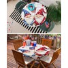 IDOWMAT Patriotic Gnome American Flag Star Round Fitted Tablecloth with