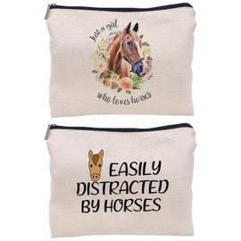 2 Pieces of Printed Storage Bags, Horse Head Printed Bags, Convenient Cosmetic Bags, Travel Storage Bags, Waterproof Storage Bags