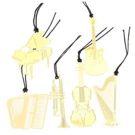 OHPHCALL 6pcs Musical Instruments Bookmarks Metal Page Markers for Students Creative Music Themed Bookmarks Decorative for Present Choice