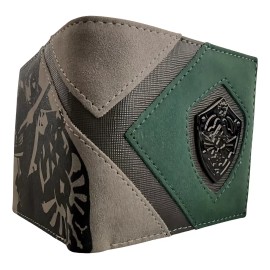 AW Cartera Billetera Hombre Zelda Leyenda Legend Color Verde Oscuro Y Gris