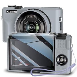 TUOOUT Silicone Case for Powershot G7X Mark III Digital Camera with with Removable Lens Cover and Screen Protector and a Lanyard for Powershot G7X Mark III accessories -(Grey)