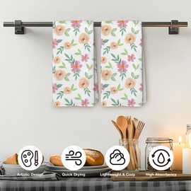 YLZlhb Seasonal Spring Floral Kitchen Towels Set of 2, Spring Flower Gifts for Girls Women, Colorful Flowers Kitchen Towels, Pretty Wildflower Tea Towels Kitchen Hand Towels 16x24 Inch