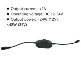 LED Strip Dimmer Switch Contorller 12-24V DC PWM Rotary Inline Dimmer Controller with DC Jack Cord for LED Strips Lights