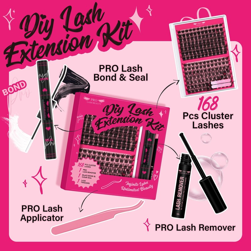 Lash Extension Kit Lash Clusters Kit with 168 Pcs Individual