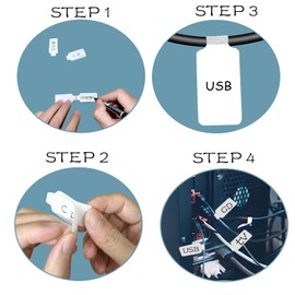 100 Pack Reusable Hook & Loop Cable Ties & Labels Kit - 50 Durable Cord/Wire Tags + 50 Self-Gripping Straps for Electronics Organizing, Home Office Cord Management (White & Black)