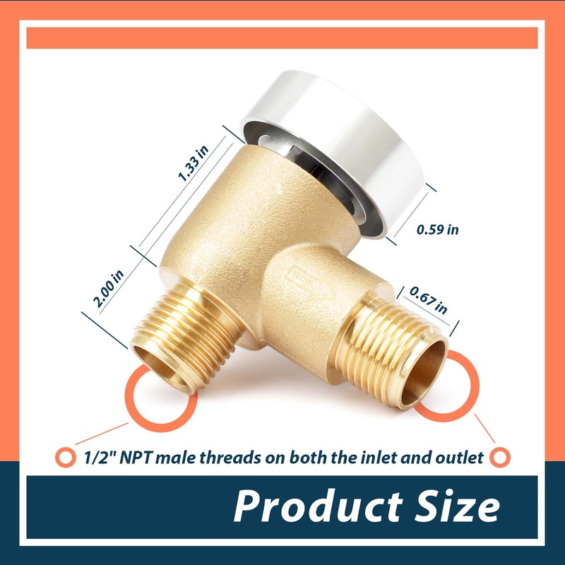 Upgraded Brass RV Vacuum Breaker Check Valve, 571-VAC-CHK-A Camper Trailer