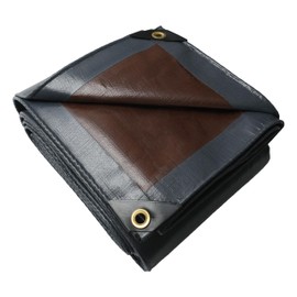 TARPAL tarp 10x12 20mil Super Heavy Duty Tarps Cover Waterproof UV Resistant Rip and Tear Proof Tarpaulin with Grommets by TARPAL(Grey/Brown)