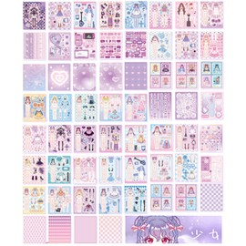60 Sheets Scrapbook Stickers Cute Kawaii Make a Face and Dress Up Stickers for Girls Boys DIY Dress Up Arts and Craft Kit Scrapbooking Journaling Junk Journals Collage