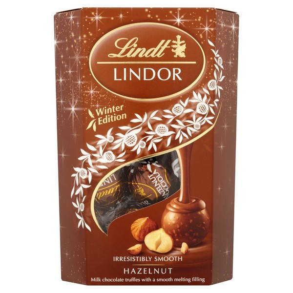 Lindt Lindor Hazelnut Milk Chocolate Truffles Box | Approx 16 truffles, 200g | Contains a Smooth Melting Filling | Gift Present for Him and Her | Christmas, Birthday, Congratulations, Thank you