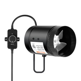 iPower 4 Inch Inline Booster Speed Controller, 106 CFM Exhaust Fan HVAC Ventilation Duct Blower for Bathroom, Kitchen, Basement, Attic and Grow Tent, Black