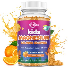 Calm Magnesium Gummies for Kids - Magnesium Glycinate Supplement for Sleep, Brain, Immune & Bone Health - Great Tasting Magnesium Gummies for Kids & Adults - Vegan Sugar Free Orange 60ct