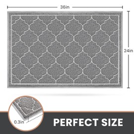 LuxStep Door Mat Large 24x36 Inch Indoor Outdoor Doormat, Non-Slip Low-Profile Design Floor Mat, Trap Dirt and Dust Front Door Welcome Mat for Entryway,Patio, Light Grey