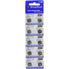 BlueDot Trading AG13 LR44 LR1154 SR44 A76 357A 303 357 LR44 Alkaline Button Coin Cell 1.5v Battery for Watches, calculators, and Toys, Quantity 10 Count