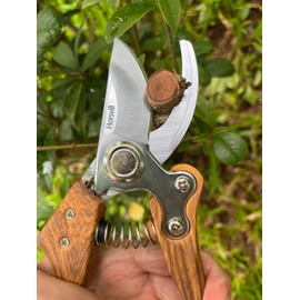 Horsvill Branch Trimmer, Japanese Bonsai Trimming Scissors, Garden Clippers Handheld, Ergonomic Gardening Tools, Floral Shears Gardening Set, Garden Pruners Farming Tools (Wood Silver)