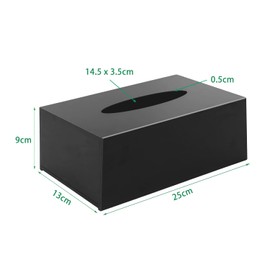 Handmade Acrylic Tissue Box 25 x 13 x 9 cm Cosmetic Tissue Box Rectangular Tissue Box for Dining Room, Office, Car, Bathroom (Black)