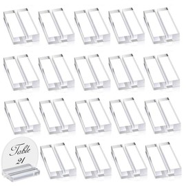 20 Pieces Acrylic Stands Clear Place Card Holders , Card Slot Stand for Wedding Table Numbers Display Stands Photos Wedding Party Events Office Business Menu Meeting