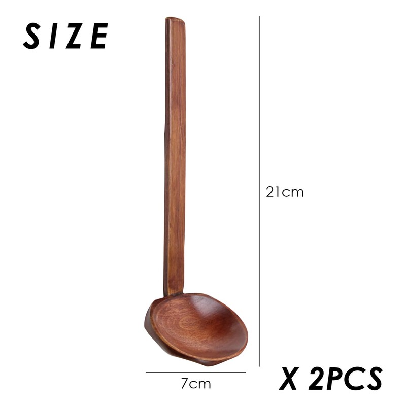 4-Piece Large Wooden Spoons with Long Handle, Japanese Ramen Spoon,