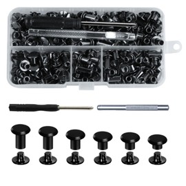 Set of 120 M5 Chicago Book Screws, Chicago Screws, Chicago Binding Screw Rivets Nails, Bookbinding Screws Screw Rivets, Belt Screws for Leather Bags Luggage Connecting Screws (Black)