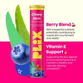 Plix Life Glowy Skin Effervescent Tablets | 2-Pack Edible Supplement with Vitamin C & E for Radiant Skin | Natural, Fitness & Healthcare Dietary Support