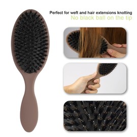 GlamorDove Boar Bristle Hair Brush Set Matte Finish Brush for Hair Extensions Mini Travel Brush Nylon Teeth Natural Paddle Detanging Cushion Brush for Hair Styling Smoothing