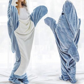 Gudina Shark Blanket Hoodie Onesie, Shark Onesie Adult, Shark Sleeping Bag for Adult (XXL)