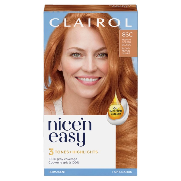 Clairol Nice'n Easy Permanent Hair Dye, 8SC Medium Copper Blonde