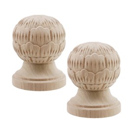 HEVSTIL Unfinished Wood Finials 2-Pack (4.33"x3.54") - Handcrafted Bed Post Toppers - Multi-Purpose Decorative Finials for Curtain Rods, Flagpoles & DIY Crafts