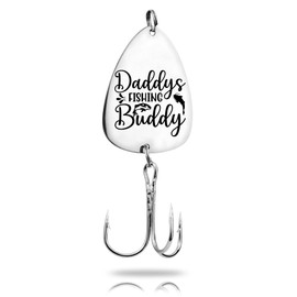 Daddy's Fishing Buddy Fishing Lure Fish Hook Engraved Gift for Father Daddy (Steel Silver)