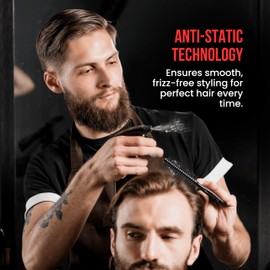 The Shave Factory Static Free Round Wooden Styling Brushes - Brushes for Hairdressers and Home Use - Professional Results and Long Lasting Shine (Black-Model-42)