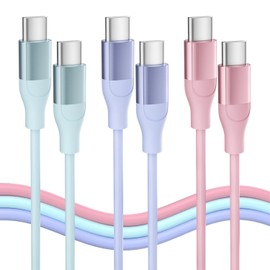 Type-C Cable 3-Pack 60W PD Fast Charging, USB-C to Type-C 3A Charger Cord for Laptop, Tablet & Phones - Durable USB-C Power Delivery Cable