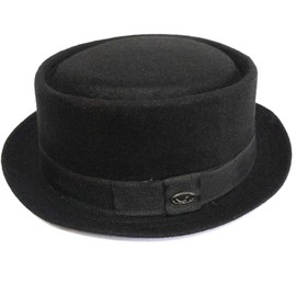 Porkpie Fedora Men's Vintage Style Wool Blend (S/M, F1678BLACK)