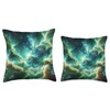 Cosmic Swirl Nebula - Mystical Green Clouds and Stars Throw