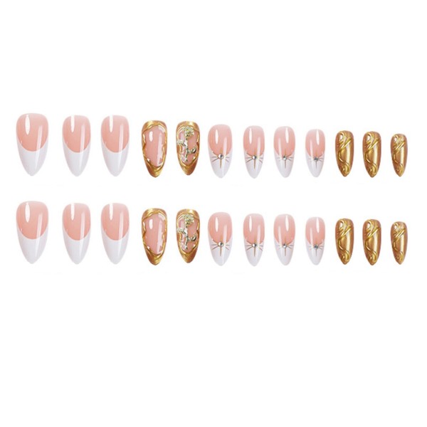 FORBELOVED NAILS|Sparkly White French Tip Press On Nails|Medium Almond Stick