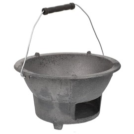 DOITOOL Cast Iron Charcoal Hibachi Grill, Portable Picnic Charcoal Stove for Outdoor Camping Barbecue Cooking, Small Round Burning Brazier Coal Stove for Cooking (Top Diameter: 8.26inches)