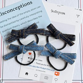Denim Hair Scrunchies Tie Hair Ring Loop Rope Ponytail Holders Girls Hairband JW011 (Set-C)