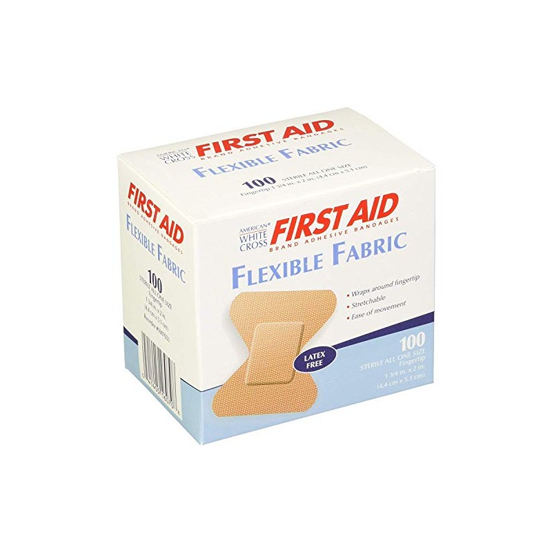 American White Cross Soft Flexible Fabric Bandages, 2" Fingertip, Box