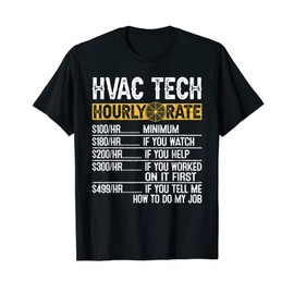 Vintage Retro HVAC Technician Hourly Rate Engineer Repairman T-Shirt