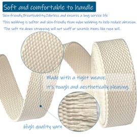 1 Inch Heavy Cotton Webbing 5.5~6 Yards Polyester Cotton Webbing Strap for Arts and DIY Crafts, Sewing Webbing Tote Canvas Bags Making Outdoor Accessories (Beige)