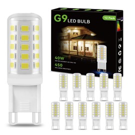 dalattin G9 LED Bulb 12 Pack 4W Equivalent 40 Watt, 6000K Daylight White, Replacement T4 G9 Halogen Lights Bulb,450LM, Non-Dimmable, Energy Saving Lights for Chandelier Type G9 T4 Bi-pin Base
