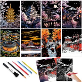 Scratch Art Book City Bloom Scratch & Reveal Scratch Painting Adults for Kids Return Gifts for Birthday Party Stress Relief Art（City for Blossom）