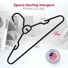 24pk Space Saving Hangers - Heavy Duty Clothes Hangers for Closet Organization, Space Saver Hangers for Pants Shirts Coats - Hanger Organizer with Magic Hangers, Closet Space Triangles - Made in USA