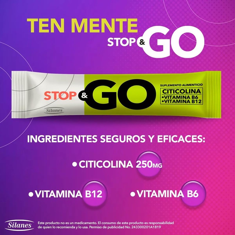 STOP&GO Suplemento Alimenticio con Citicolina + Vitamina B6 + Vitamina