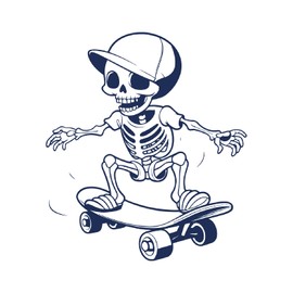 Tattwo.me – Temporäre Tattoos für Erwachsene und Kinder, hält 2 Wochen, wasserfest – Skelett-Skateboard – Pflanzliche Tinte – EU-Kosmetik-Zertifikat – (M0171)