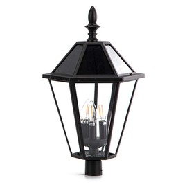 LUTEC 12513LE4-SL-Head LED Post Solar Light Outdoor, Dusk to Dawn Vintage Street Lights for Lawn Patio Yard Pathway Garden Mount (Base Not Included)